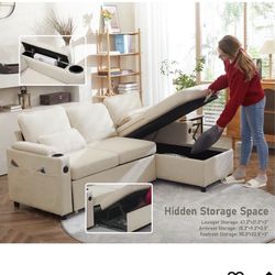 Convertible Sofa Bed Beige (Part Only)