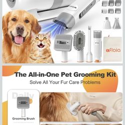 Afloia 6-in-1 Dog Grooming Kit, Pet Grooming Vacuum for Shedding, Dog Hair Vacuum with Clipper Nail Trimmer Grinder, Pet Brush Groomer at Home, Low No