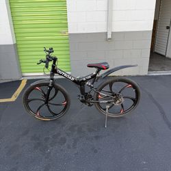 Marknig 26 inch Folding Mountain Bike for Adults, 21 Speed Full Suspension High-Carbon Steel