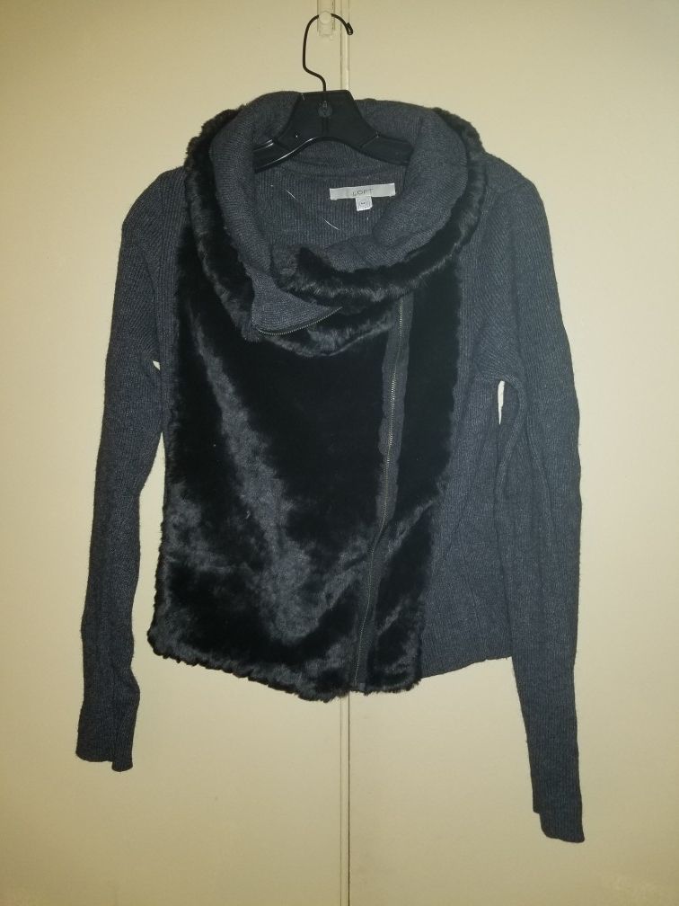 Loft faux fur cardigan size m
