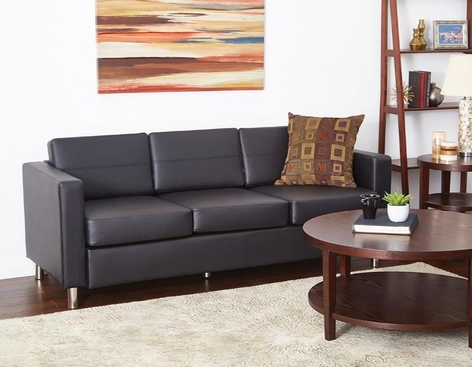 Black Faux Leather Sofa..BRAND NEW..CAN DELIVER