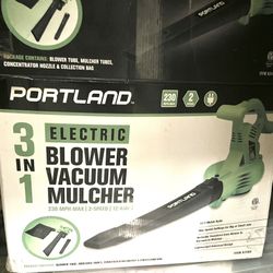 PORTLAND 3 in 1 Electric Blower Vacuum Mulcher 230 MPH Max 2 Speed 12 AMPS