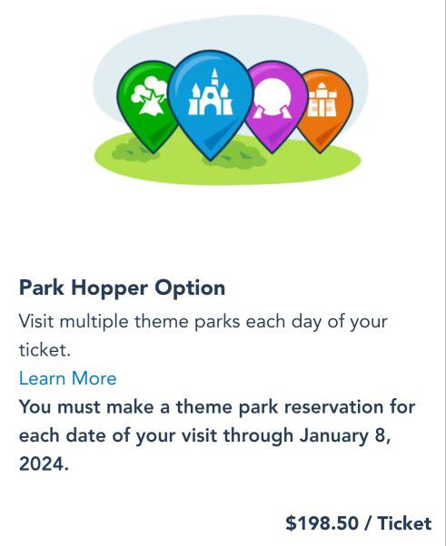 Disney World Park Hopper Tickets  One day