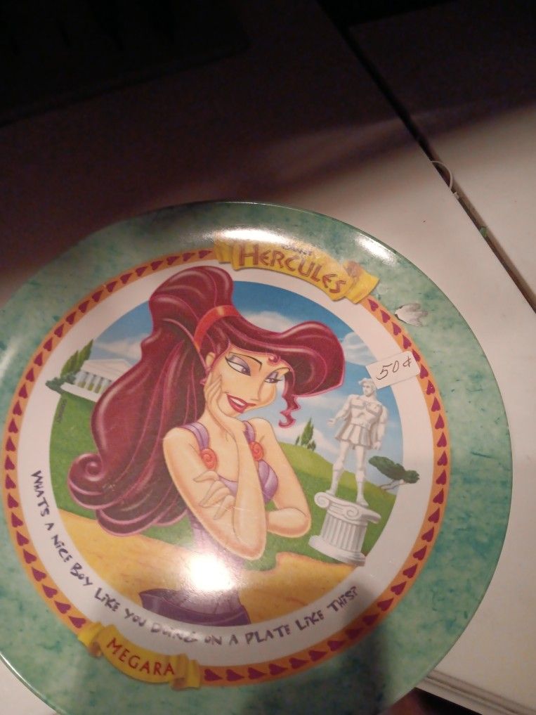 Disney 1997 Hercules Movie w/Megara - McDonald's 9.5" Hard Plastic Dinner Plate
