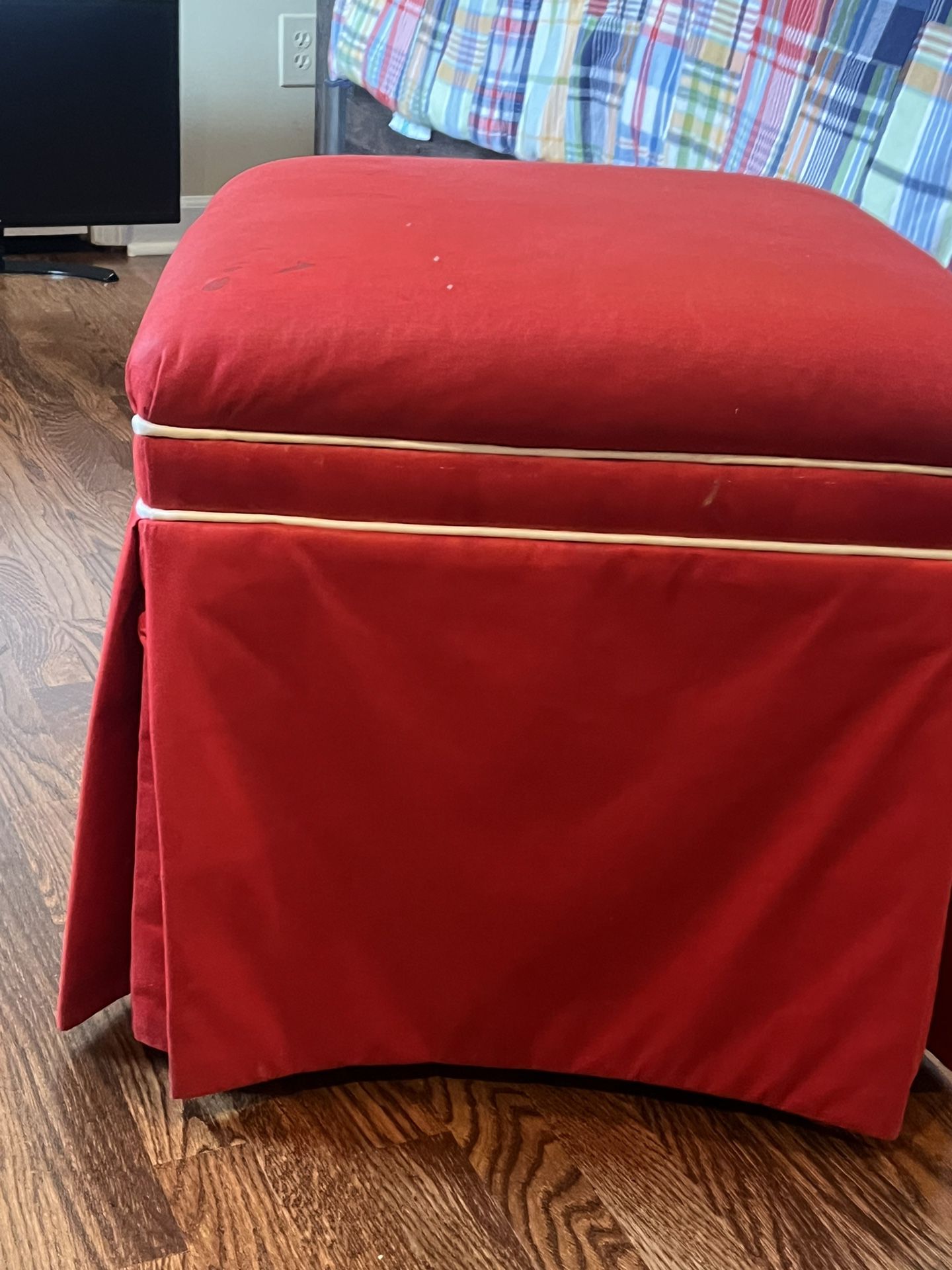 red stool/ottoman