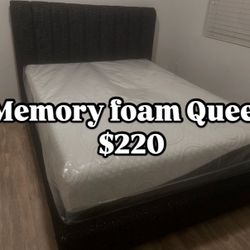 ⭐️Memory foam mattress⭐️ 💫12” inches  ✨All sizes available  🟢Queen $220 🔵Full $200 🟣Twin$190 🔴King$320 🟠Cal king$320 🚛we have delivery service 