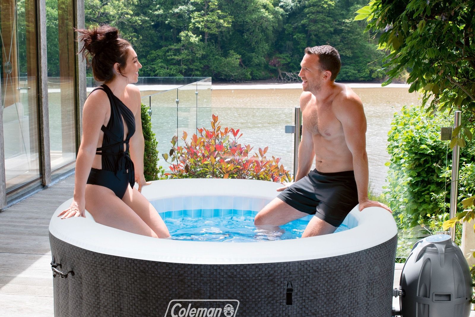 Title: Coleman Saluspa 71" x 26" Havana AirJet Inflatable Hot Tub with Remote Control, 2-4 person