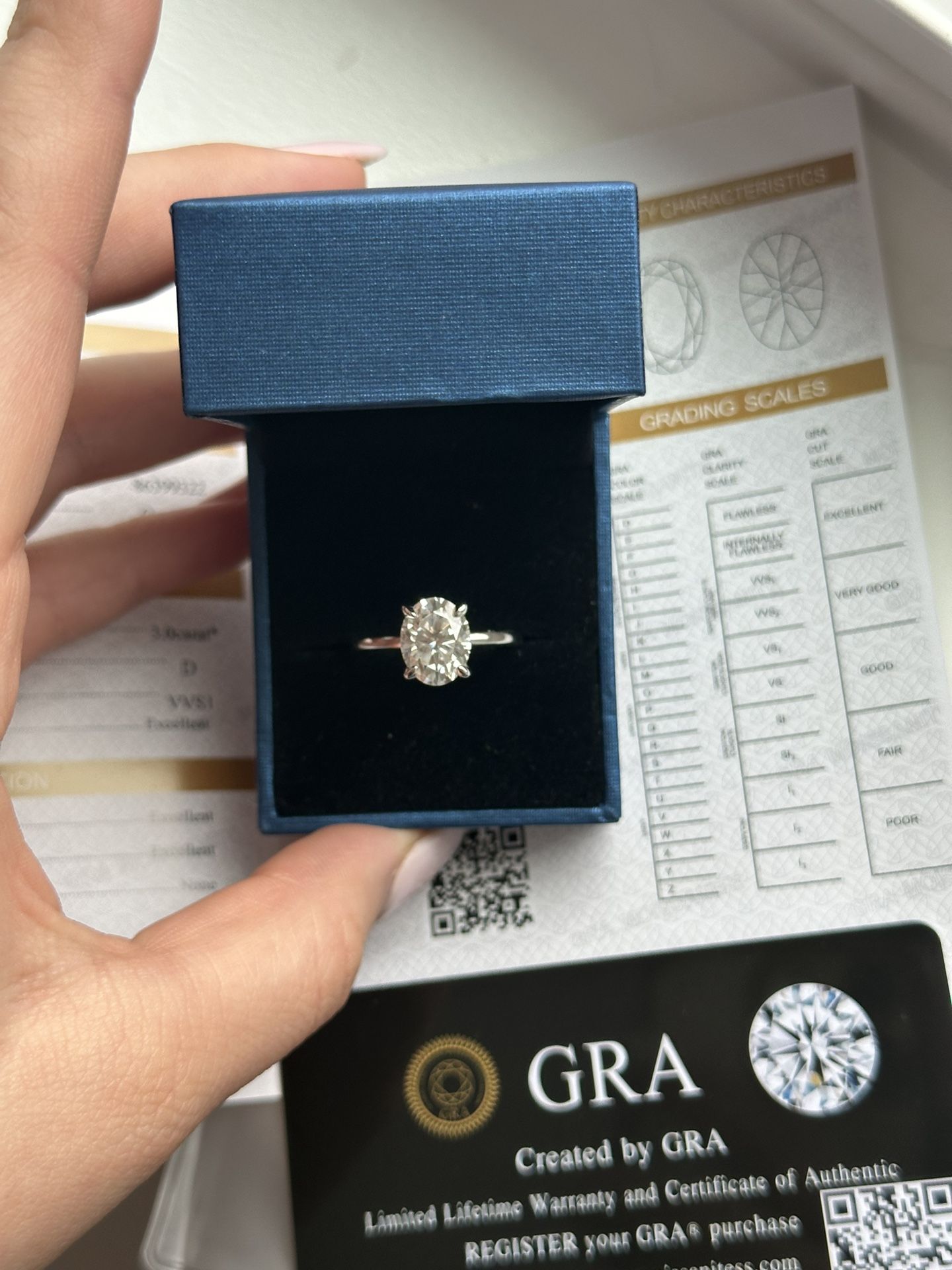 3ct Oval With Hidden Halo Lab Grown Moissanite Never Worn Engagement Ring