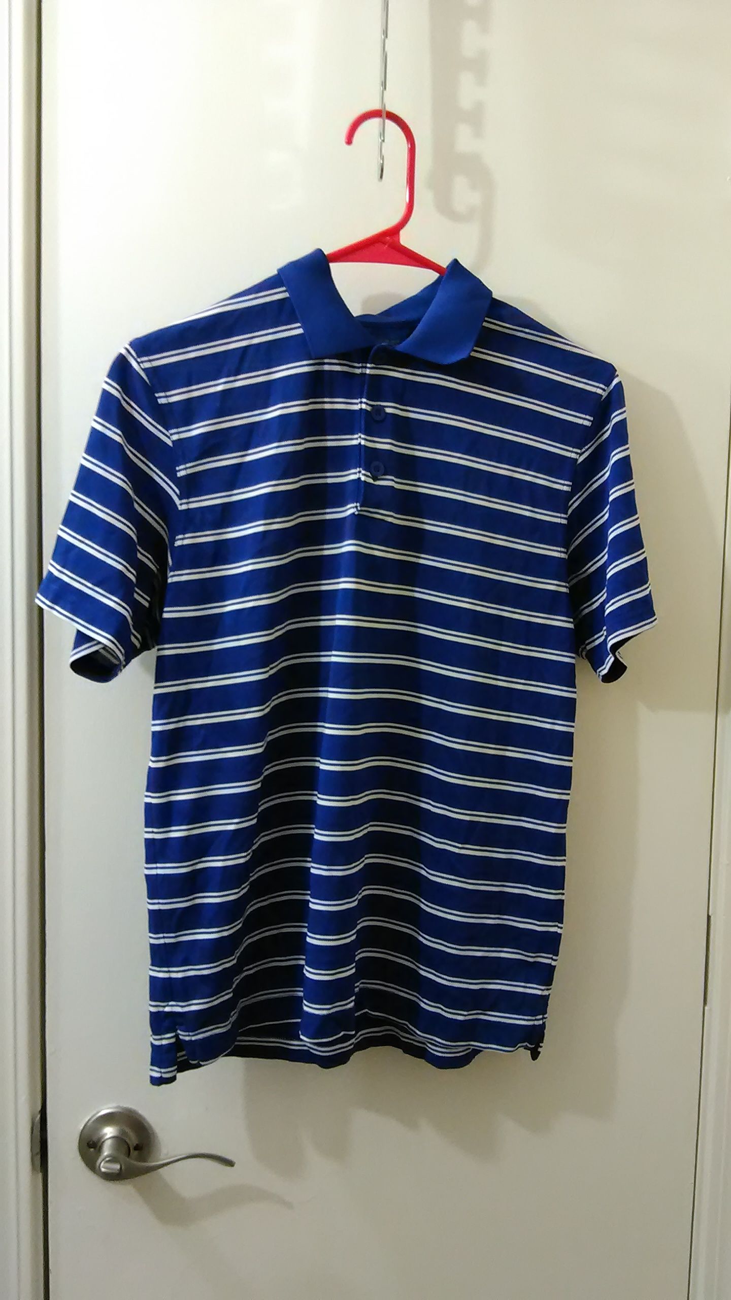 Boys Faded Glory Blue & White Striped Polo Shirt Size XXL (18)
