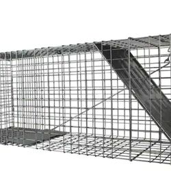 Large 1-Door Professional Live Animal Cage Trap for Raccoon, Opossum, Groundhog, and Feral Cat