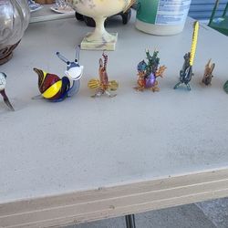 Lot Of Glass Figurines Possibly Murano And Disney Pixar