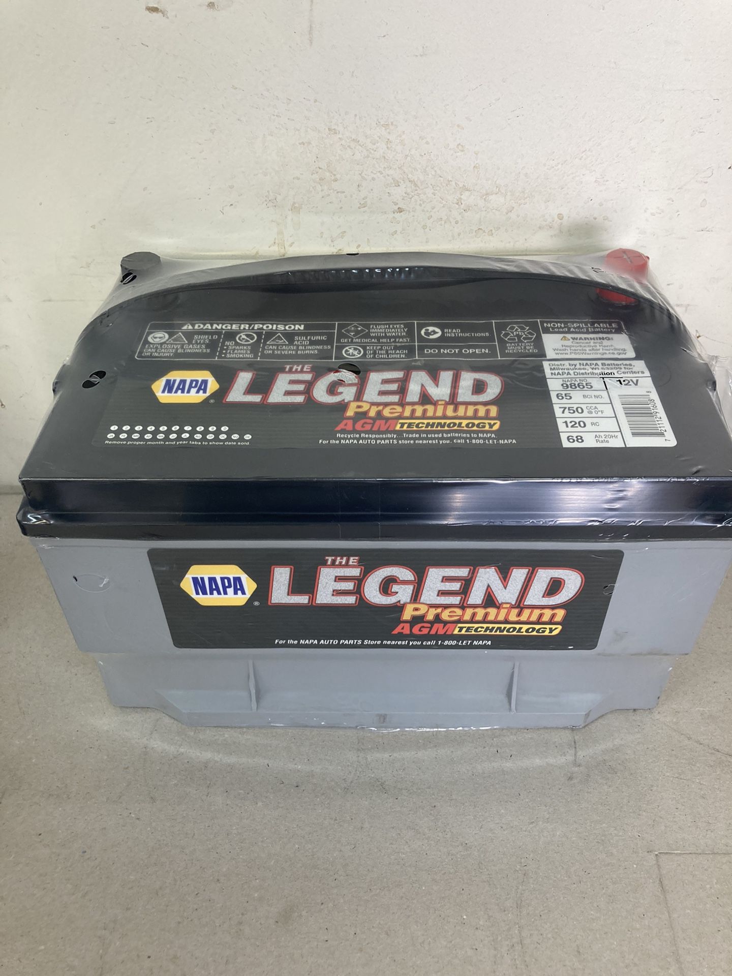 Car battery Napa legend premium gel AGM heavy duty maximum power and performance size 65 for sale