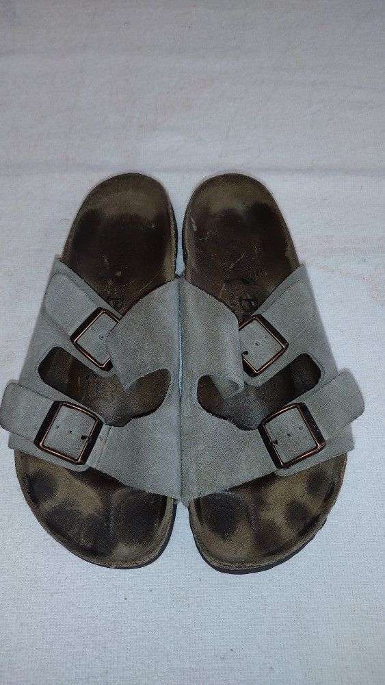 WOMENS/MENS BIRKENSTOCK BETULA SANDALS SZ L6-37/M4-45 SLIDES taupe/putty color