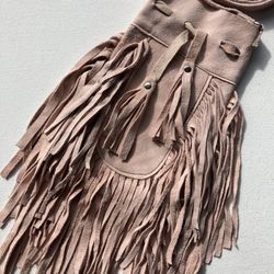 Genuine Suede Leather Phone Purse Mini Crossbody Boho Bag Fringe