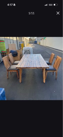 Sunny Designs Havana Collection Rustic Solid Acacia Wood Dining Set, 86"Table and 4 Chairs Excellent Condition
