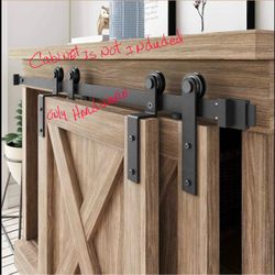 FREDBECK 4 FT Mini Cabinet Bypass Barn Door Hardware Kit Single Track 48inch Small Sliding Barn Doors Track Kit For Double Doors Storage Closet Window