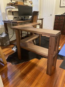 Custom Corner 2 Tiered Table. Black Walnut