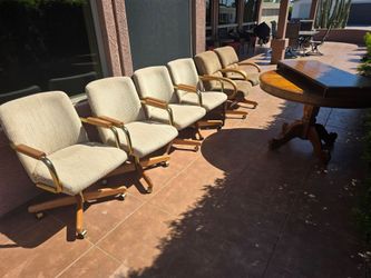 Solid oak table and 6 chairs
