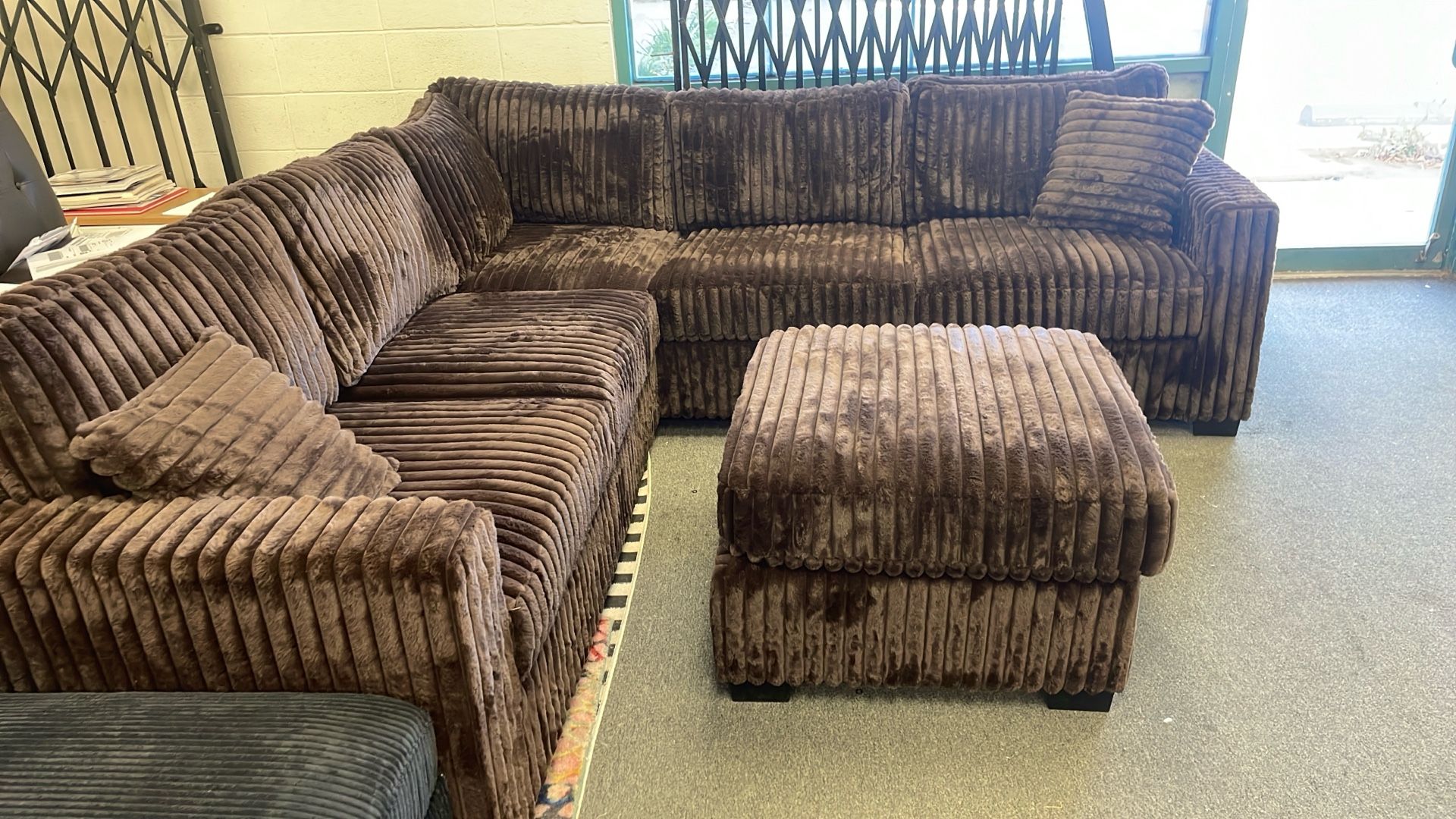 New Brown Corduroy Sectional Couch / Free Delivery 