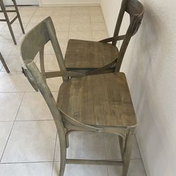 2 Bistro distressed Wood Counter Stools