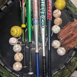baseball set 5 bats + 1 right glove size 11.5 + 9 balls in good condition as shown in the photo. Let's avoid making low offers, thank you very much