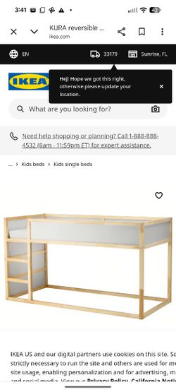 Used Kid's Wooden Convertible Bed From Ikea