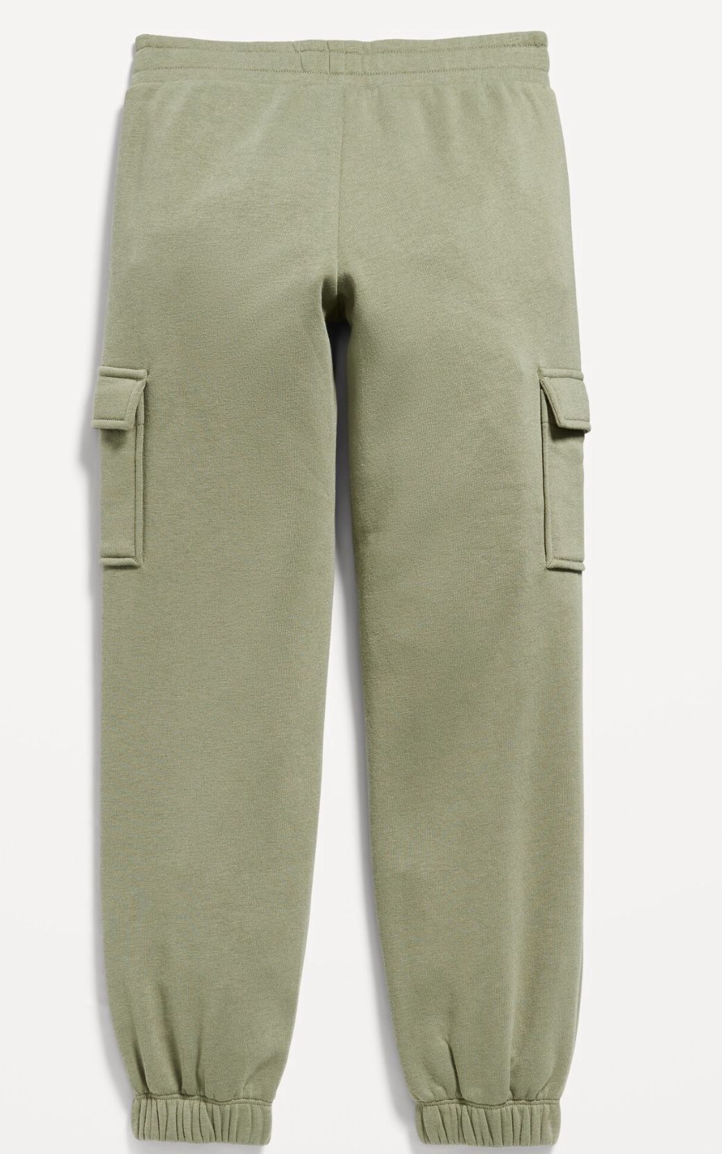 High-Waisted Fleece Cargo Jogger Pants for Girls Light Green Color Large Size