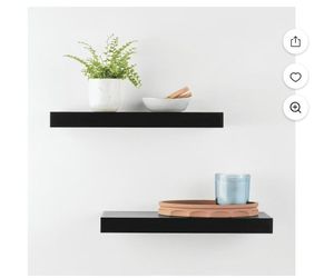 Mainstays Black 16.5" Wood Floating Shelves, Set of 2