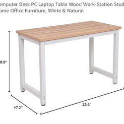 Computer Desk – White & Wood – $30 (Pickup Only)