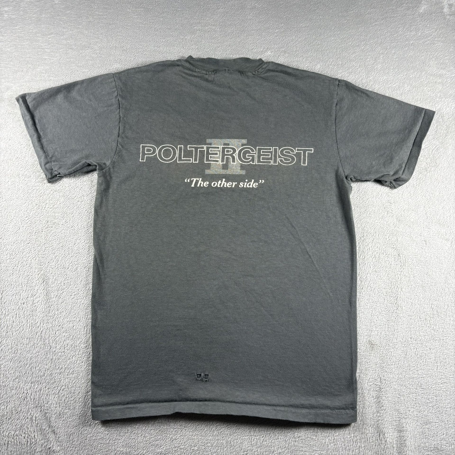 Vintage 1982 Poltergeist Movie Promo Men’s S Gray T Shirt Horror 80s Crew #2949