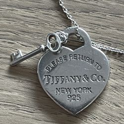 Tiffany & Co. Heart Tag with Key Pendant Sterling Silver 925