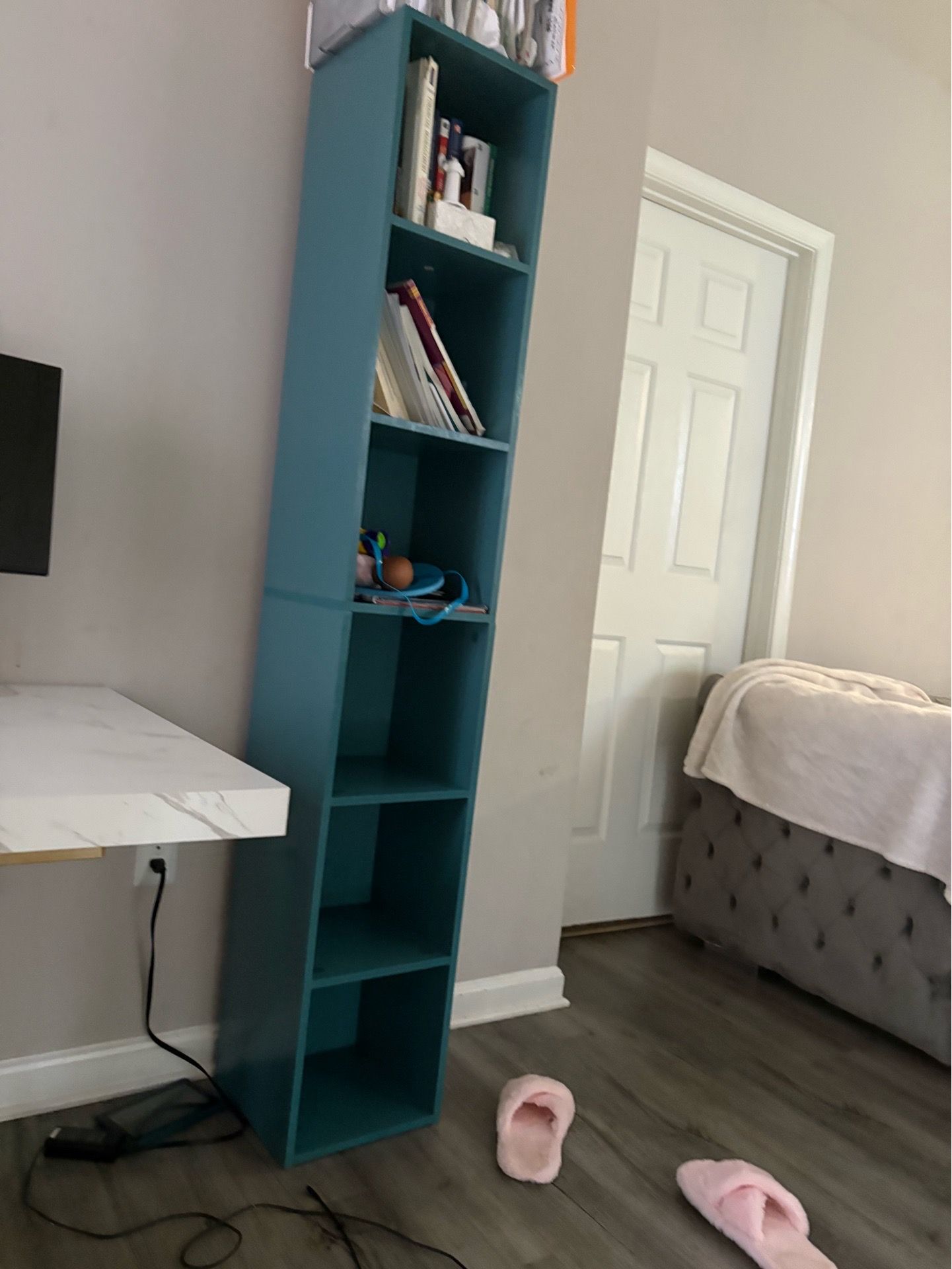 Tall Teal Cube Bookshelf / Storage Organizer