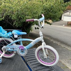 Child Kid Children Bike Disney Frozen 16” Wheels With Training Wheels Bicycle Tricycle Trike in Good Condition 