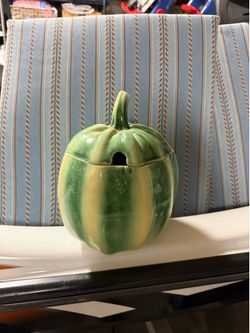 Green Ceramic Pumpkin Bowl
