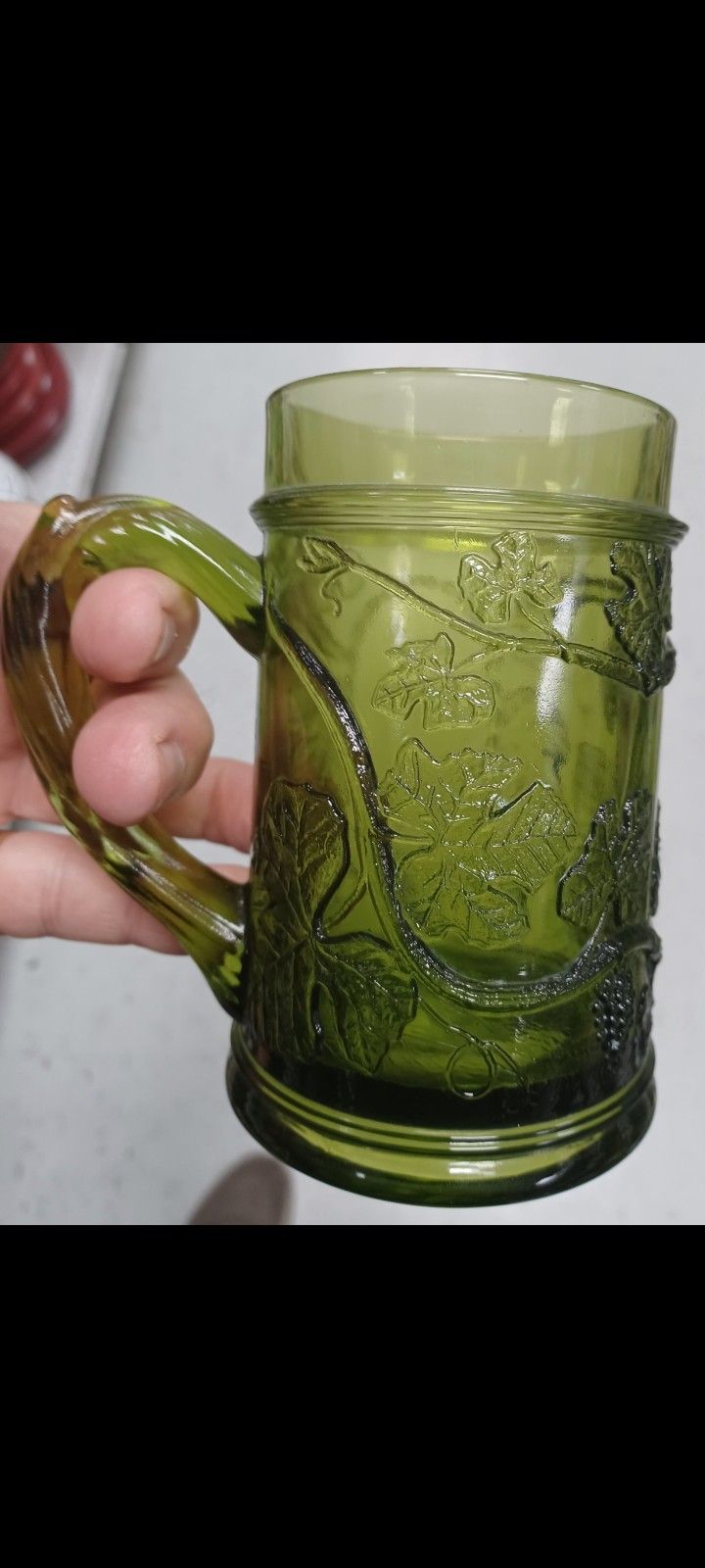 Antique Emerald Pressed Glass Mug