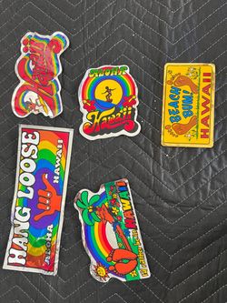 Vintage 1980 Hawaiian Decal Sticker Lot – Turek of Hawaii – Surfing, Hang Loose & Beach Bum