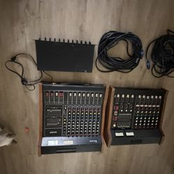 I'm selling three mixing consoles (8 and 6 channels) and audio cables.