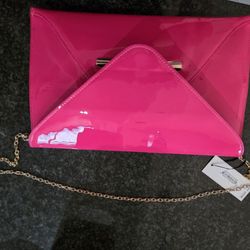 Faux Leather Hot Pink Clutch