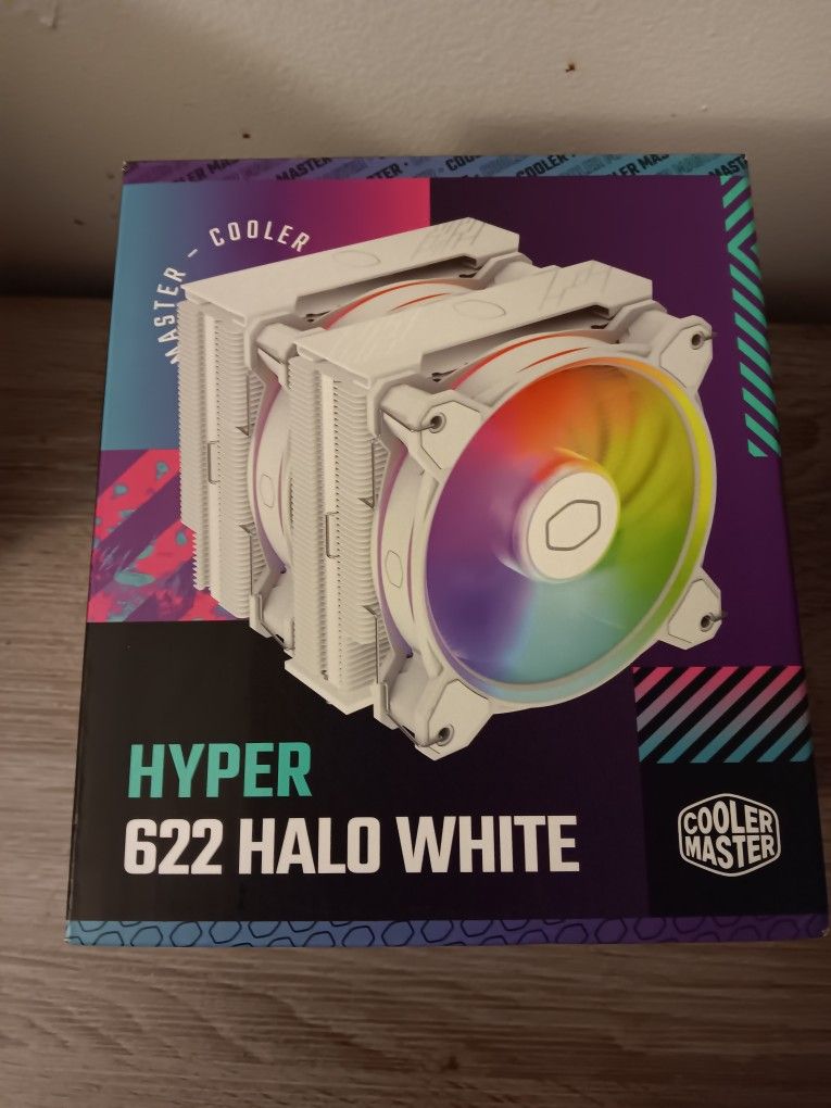 Cooler Master Hyper 622 Halo White Dual Tower CPU Air Cooler, Halo² Fan, Dual Loop ARGB, Aluminum Top Cover, 6 Heat Pipes,154mm (H), AMD Ryzen AM5/AM4