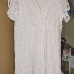 White Lace Short Dress Size 16