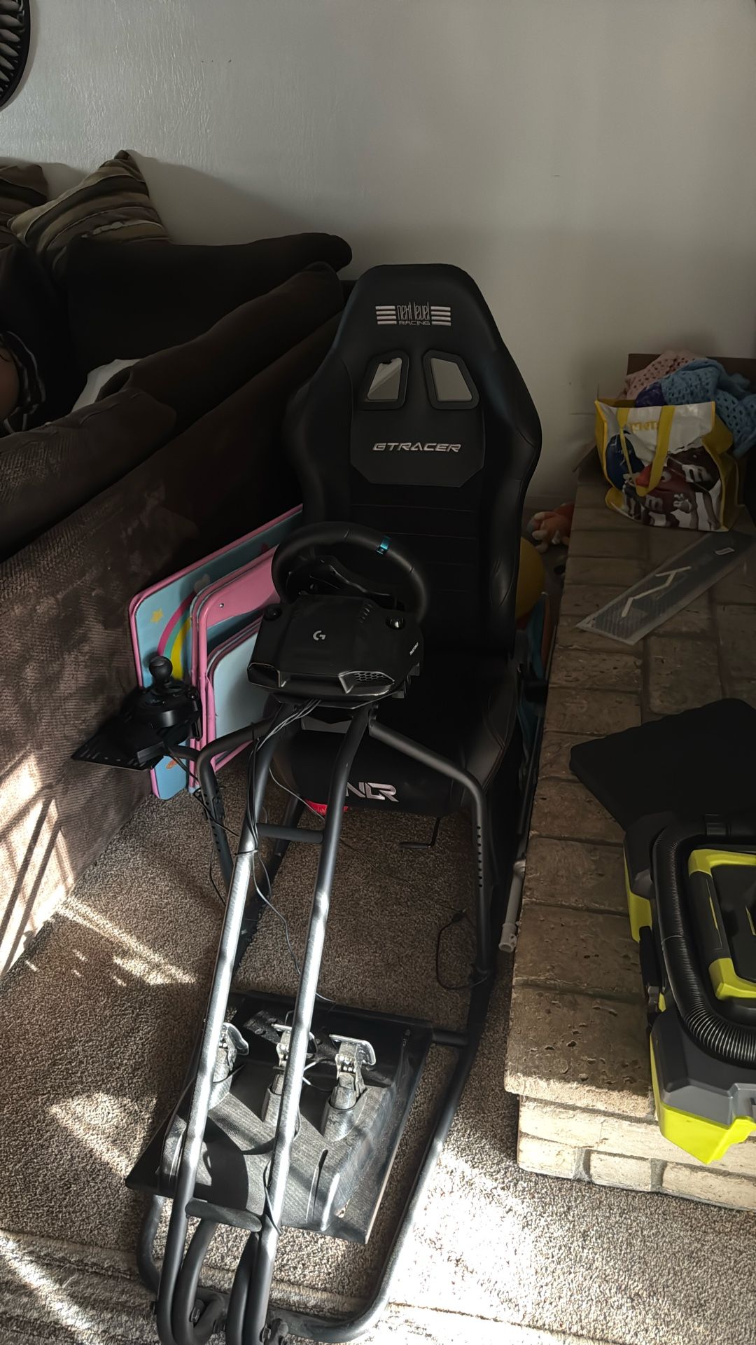 Gt Racing Steering Wheel With Steering Wheel Set Up And Pedals And Shifter