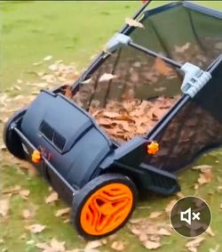 Push Lawn Sweeper, 21inch Leaf & Grass Collector, Strong Plastic Wheels & Heavy Duty Thickened Steel Durable to Use with Large Capacity 3.5 cu. ft. Me