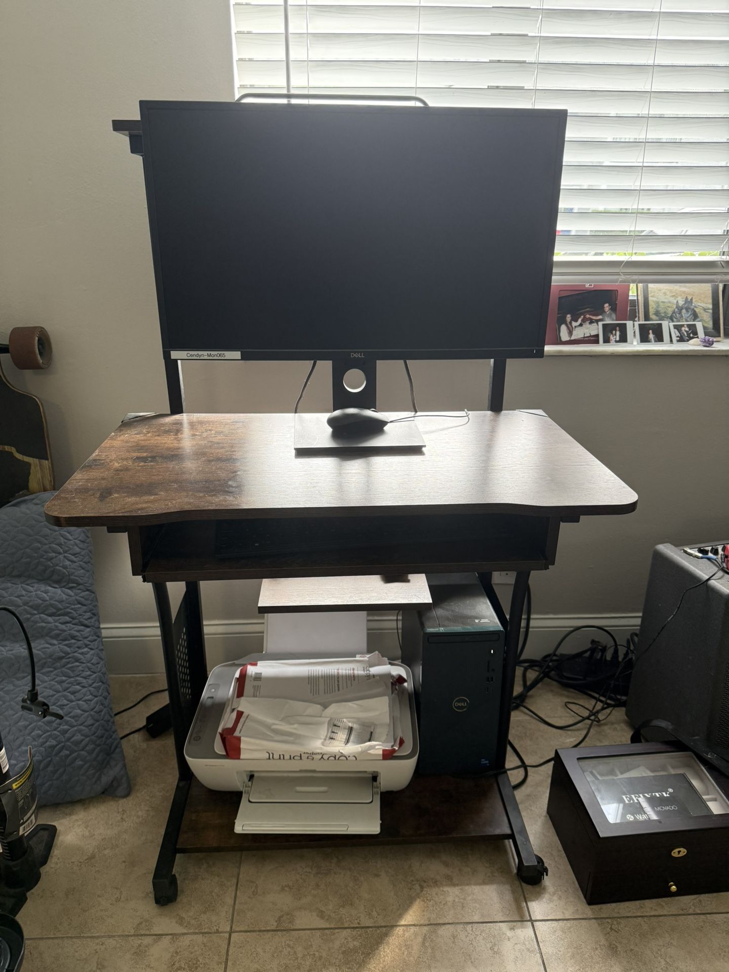 Desk / Dell Computer / Printer / Keyboard