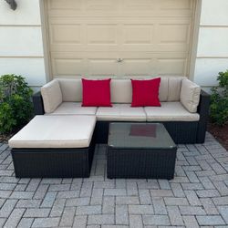 NEW Patio Furniture with 5 pieces (Cushions included)  Outside Sofa & Table Set