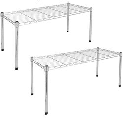 Set Of 2 Heavy Duty 1-Shelf Shelving, Adjustable Storage Units