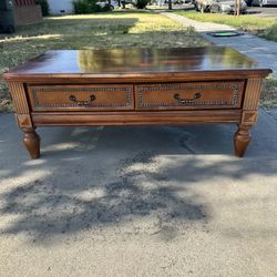 Coffee Table Wood W/glass Top