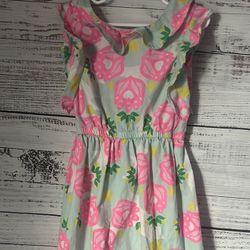 Limited Too Pink and Green Ruffled Tiered Sundress size 6