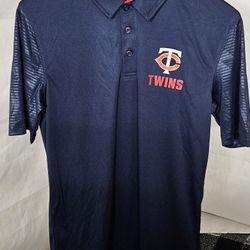 Mens Minnesota Twins  Majestic Short Sleeve Polo Shirt Size Small And Medium 