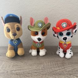 Ty Paw Patrol Plush Beanie Boos Lot of 3 Tracker Marshall Chase 6"