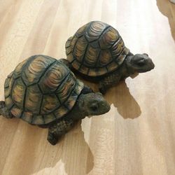 Solid Concrete Turtles, Handmade And Hand Painted 